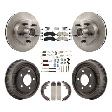 Front Rear Disc Brake Rotor Hub Assembly Semi-Metallic Pad Drum Kit (7Pc) For Mazda B4000 K8A-105359