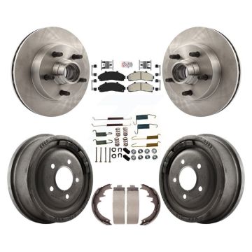 Front Rear Disc Brake Rotor Hub Assembly Semi-Metallic Pad Drum Kit (7Pc) For Mazda B4000 K8A-105360