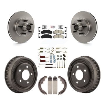 Front Rear Disc Brake Rotor Hub Assembly Semi-Metallic Pad Drum Kit (7Pc) For Ford Ranger K8A-105361