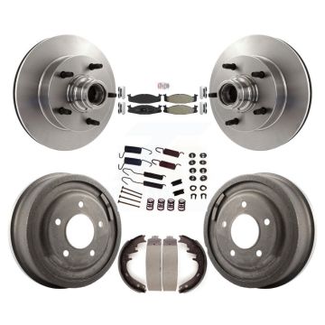 Front Rear Brake Rotors Semi-Metallic Pad & Drum Kit (7Pc) For Ford F-150 E-150 Econoline K8A-105363