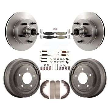 Front Rear Brake Rotor Hub Semi-Metallic Pad Drum Kit (7Pc) For Ford E-150 Econoline Club K8A-105365