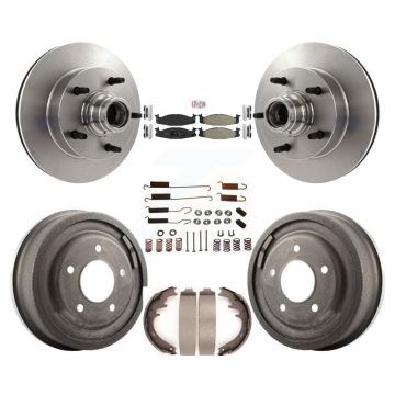 Front Rear Disc Brake Rotor Hub Semi-Metallic Pad Drum Kit (7Pc) For Ford E-150 Econoline K8A-105366