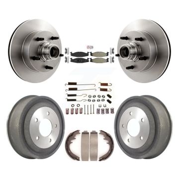Front Rear Brake Rotor Hub Semi-Metallic Pad Drum Kit (7Pc) For Ford E-150 Econoline Club K8A-105367