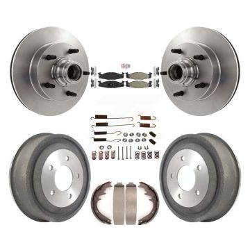 Front Rear Disc Brake Rotor Hub Semi-Metallic Pad Drum Kit (7Pc) For Ford E-150 Econoline K8A-105368