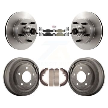 Front Rear Brake Rotor Hub Semi-Metallic Pad Drum Kit For Ford E-150 Econoline Club Wagon K8A-105382