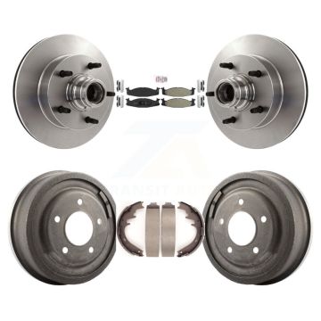 Front Rear Brake Rotors Semi-Metallic Pad & Drum Kit For Ford E-150 Econoline 2-Wheel ABS K8A-105383