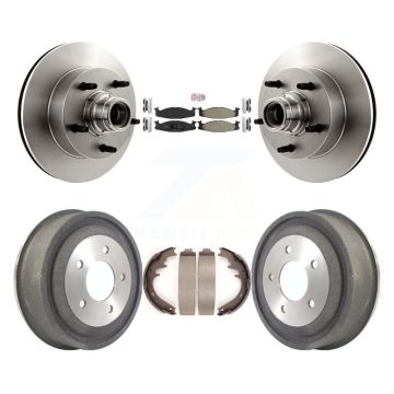 Front Rear Brake Rotor Hub Semi-Metallic Pad Drum Kit For Ford E-150 Econoline Club Wagon K8A-105384