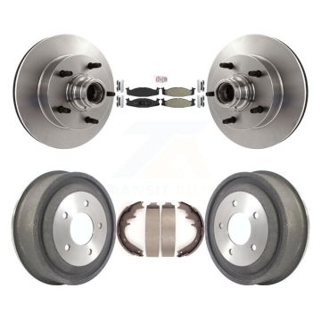 Front Rear Brake Rotors Semi-Metallic Pad & Drum Kit For Ford E-150 Econoline 2-Wheel ABS K8A-105385