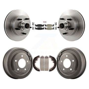 Front Rear Brake Rotor Hub Semi-Metallic Pad Drum Kit For Ford E-150 Econoline Club Wagon K8A-105390