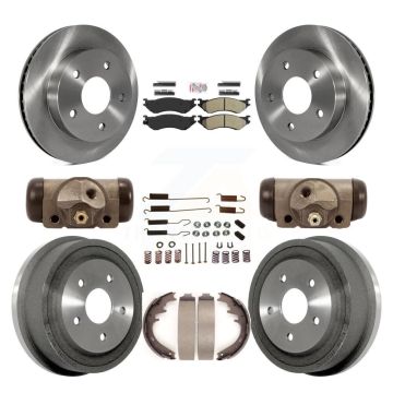 Front Rear Brake Rotors Semi-Metallic Pad Drum Kit (9Pc) For 2000-2001 Dodge Ram 1500 RWD K8A-105411