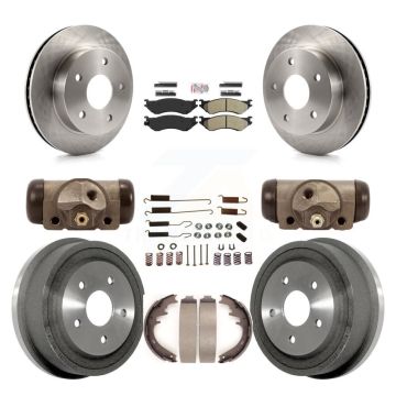 Front Rear Brake Rotors Semi-Metallic Pad Drum Kit (9Pc) For 2000-2001 Dodge Ram 1500 4WD K8A-105412