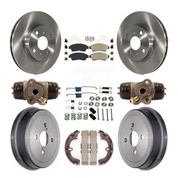 Front Rear Brake Rotors Ceramic Pad Drum Kit (9Pc) For 1993-1997 Toyota Corolla Geo Prizm K8A-105423