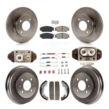 Front Rear Disc Brake Rotor Semi-Metallic Pad Drum Kit (9Pc) For 2003-2005 Hyundai Accent K8A-105454