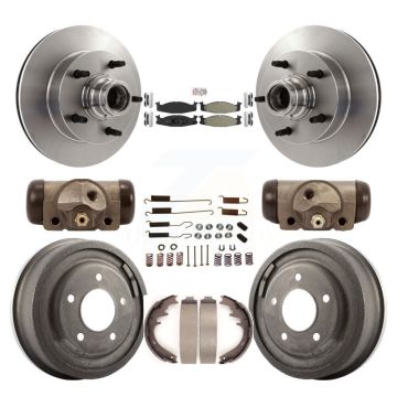 Front Rear Disc Brake Rotor Semi-Metallic Pad And Drum Kit (9Pc) For Ford E-150 Econoline K8A-105461