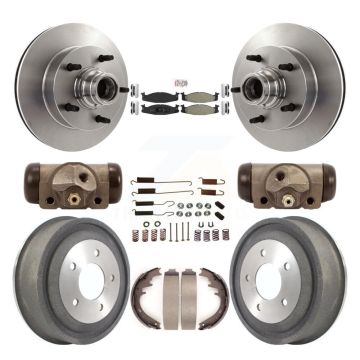 Front Rear Disc Brake Rotor Semi-Metallic Pad And Drum Kit (9Pc) For Ford E-150 Econoline K8A-105463