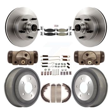 Front Rear Brake Rotor Semi-Metallic Pad And Drum Kit (9Pc) For Ford E-150 Econoline Club K8A-105464
