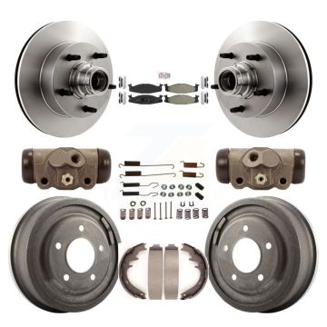 Front Rear Brake Rotor Semi-Metallic Pad And Drum Kit (9Pc) For Ford E-150 Econoline Club K8A-105466