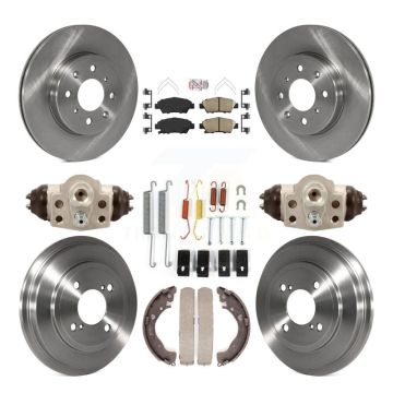 Front Rear Disc Brake Rotors Ceramic Pads And Drum Kit (9Pc) For 2015-2019 Honda Fit K8A-105472