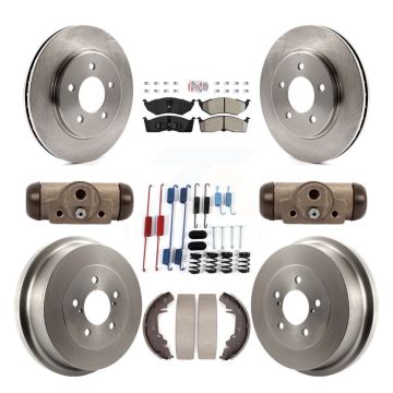 Front Rear Brake Rotors Semi-Metallic Pad Drum Kit (9Pc) For Dodge Caravan Grand Chrysler K8A-105473