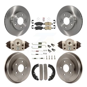 Front Rear Disc Brake Rotor Ceramic Pad & Drum Kit (9Pc) For 2006-2008 Honda Civic Hybrid K8A-105518