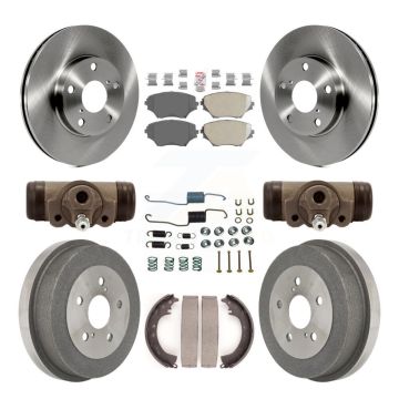 Front Rear Disc Brake Rotors Ceramic Pad & Drum Kit (9Pc) For 2002 Toyota RAV4 GAS engine K8A-105546
