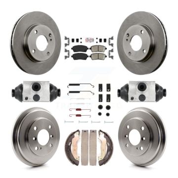 Front Rear Disc Brake Rotors Ceramic Pads And Drum Kit (9Pc) For Ford Fiesta K8A-105553
