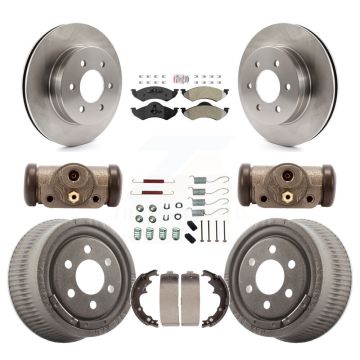 Front Rear Disc Brake Rotors Semi-Metallic Pads And Drum Kit (9Pc) For Dodge Dakota K8A-105559