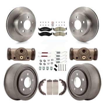 Front Rear Disc Brake Rotors Semi-Metallic Pads And Drum Kit (9Pc) For Jeep Wrangler TJ K8A-105603