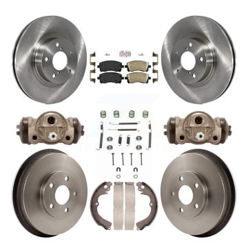 Front Rear Brake Rotor Ceramic Pad & Drum Kit (9Pc) For 98-02 Subaru Forester 4-Wheel ABS K8A-105611