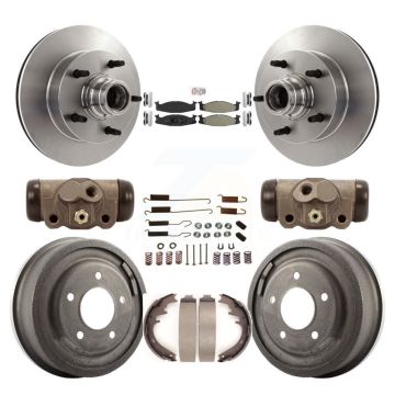 Front Rear Disc Brake Rotor Semi-Metallic Pad And Drum Kit (9Pc) For Ford E-150 Econoline K8A-105720