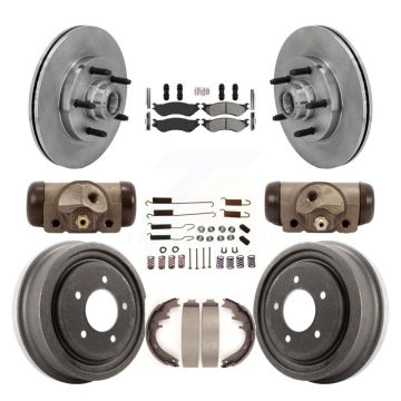 Front Rear Disc Brake Rotors Semi-Metallic Pad And Drum Kit (9Pc) For 1999 Ford F-150 RWD K8A-105721