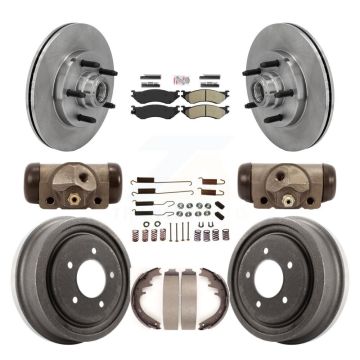 Front Rear Disc Brake Rotors Semi-Metallic Pad And Drum Kit (9Pc) For 1999 Ford F-150 RWD K8A-105722