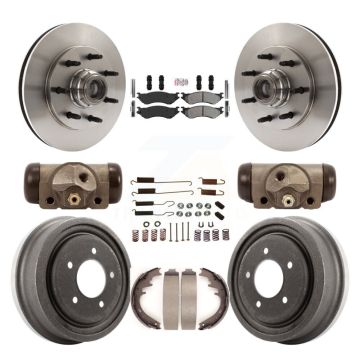 Front Rear Disc Brake Rotors Semi-Metallic Pad And Drum Kit (9Pc) For 1999 Ford F-150 RWD K8A-105723