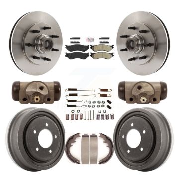 Front Rear Disc Brake Rotors Semi-Metallic Pad And Drum Kit (9Pc) For 1999 Ford F-150 RWD K8A-105724