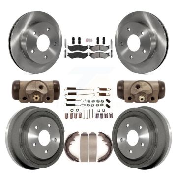 Front Rear Brake Rotors Semi-Metallic Pad Drum Kit (9Pc) For 2000-2001 Dodge Ram 1500 RWD K8A-105725