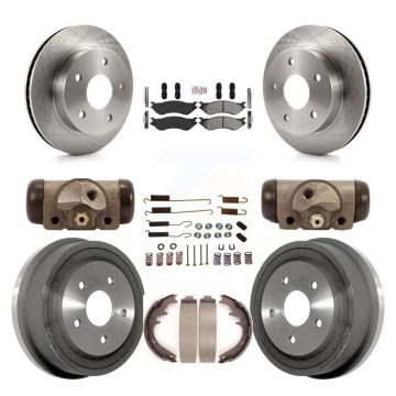 Front Rear Brake Rotors Semi-Metallic Pad Drum Kit (9Pc) For 2000-2001 Dodge Ram 1500 4WD K8A-105726