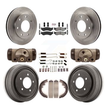 Front Rear Brake Rotors Semi-Metallic Pad Drum Kit (9Pc) For Ford F-150 With 7 Lug Wheels K8A-105729