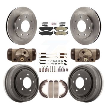 Front Rear Brake Rotors Semi-Metallic Pad Drum Kit (9Pc) For Ford F-150 With 7 Lug Wheels K8A-105730