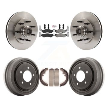 Front Rear Disc Brake Rotors Hub Semi-Metallic Pads And Drum Kit For 1999 Ford F-150 RWD K8A-105746