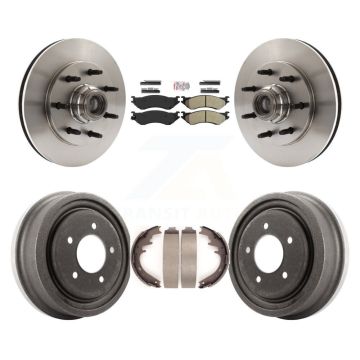 Front Rear Disc Brake Rotors Hub Semi-Metallic Pads And Drum Kit For 1999 Ford F-150 RWD K8A-105748