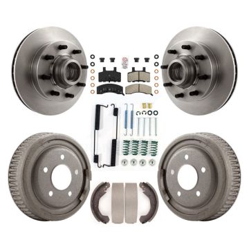 Front Rear Disc Brake Rotor Hub Assembly Semi-Metallic Pad & Drum Kit (7Pc) For GMC Yukon K8A-105764
