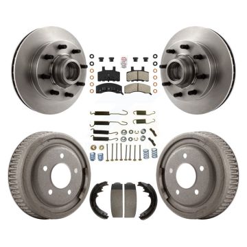 Front Rear Disc Brake Rotor Hub Assembly Semi-Metallic Pad & Drum Kit (7Pc) For GMC Yukon K8A-105765