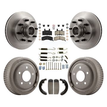 Front Rear Disc Brake Rotor Hub Assembly Semi-Metallic Pad & Drum Kit (7Pc) For GMC Yukon K8A-105767