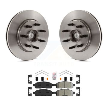 Front Disc Brake Rotors Hub And Semi-Metallic Pads Kit For Ford F-150 Lincoln Mark LT RWD K8A-105784