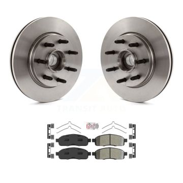 Front Disc Brake Rotors Hub And Semi-Metallic Pads Kit For Ford F-150 Lincoln Mark LT RWD K8A-105785