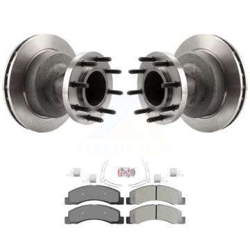 Front Disc Brake Rotors Hub Assembly And Semi-Metallic Pads Kit For Ford F-350 Super Duty K8A-105788