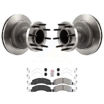 Front Disc Brake Rotors Hub Assembly And Semi-Metallic Pads Kit For Ford F-350 Super Duty K8A-105789