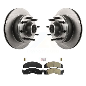 Front Disc Brake Rotors Hub And Semi-Metallic Pad Kit For Ford E-450 Econoline Super Duty K8A-105791