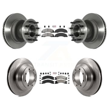 Front Rear Semi-Metallic Pad Disc Brake Rotor Hub Kit For Ford E-350 Super Duty Econoline K8A-105802