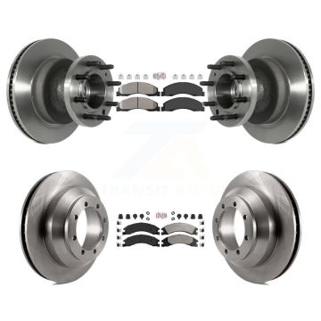 Front Rear Semi-Metallic Pad Disc Brake Rotor Hub Kit For Ford E-350 Super Duty Econoline K8A-105803